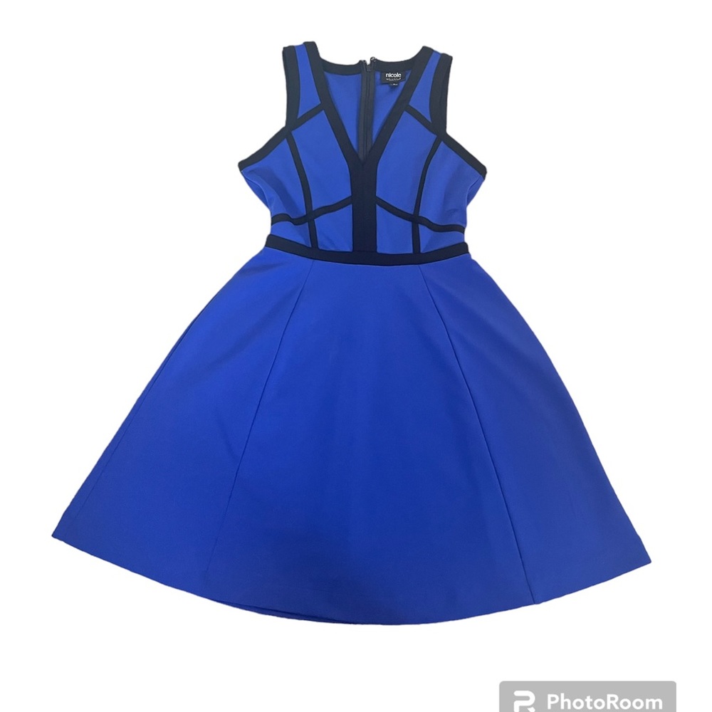 Nicole by Nicole Miller Blue Dress with Black Trim Accent Size S